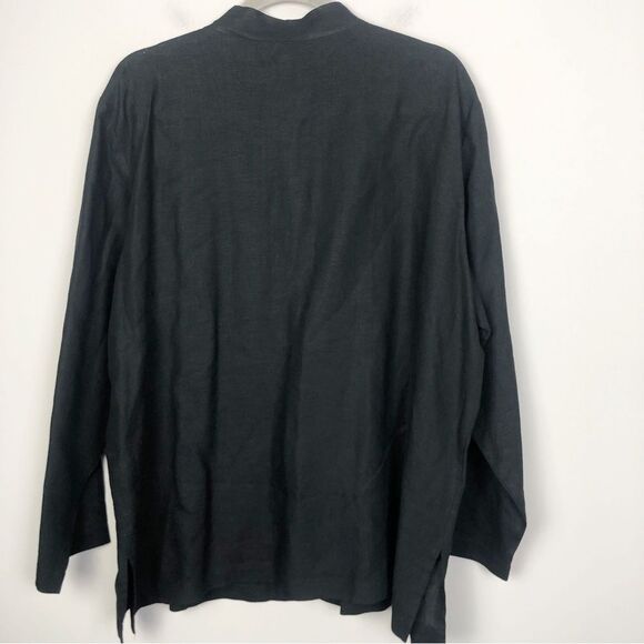 EILEEN FISHER | Linen Black Shirt Jacket Button Front Stand Up Collar Women’s 1X - Picture 8 of 8